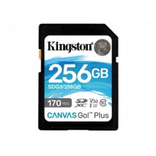 256GB SD Class10 UHS-I U3 (V30)  Kingston Canvas Go! Plus, Read: 170MB/s, Write: 70MB/s, Ideal for DSLRs/Drones/Action cameras