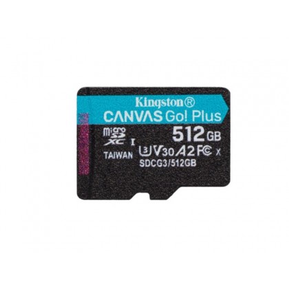 512GB microSD Class10 UHS-I U3 (V30) Kingston Canvas Go! Plus, Ultimate, Read: 170Mb/s, Write: 90Mb/s, Ideal for Android mobile devices, action cams, drones and 4K video production