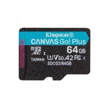 64GB microSD Class10 UHS-I U3 (V30) Kingston Canvas Cangas Go Plus, Ultimate, Read: 170Mb/s, Write: 70Mb/s, Ideal for Android mobile devices, action cams, drones and 4K video production