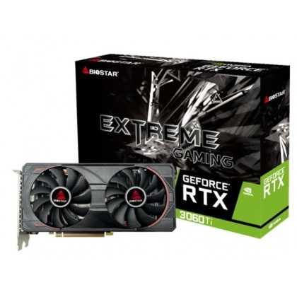 BIOSTAR GeForce RTX 3060 Ti 8GB GDDR6, 256bit, 1665/14000Mhz, PCI-E 4.0 x16, CUDA: 4864 processing, 1xHDMI, 3xDP,  Dual Fan, 1x8pin, Retail (VN3606TM82)