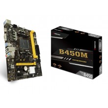 Biostar B450MH, Socket AM4, AMD B450, Dual 2xDDR4-3200, APU AMD graphics, VGA, HDMI, 1xPCIe X16, 4xSATA3, RAID, 1x M.2, 2xPCIe X1, ALC887 HDA, GbE LAN, 6xUSB3.1, 105W, mATX