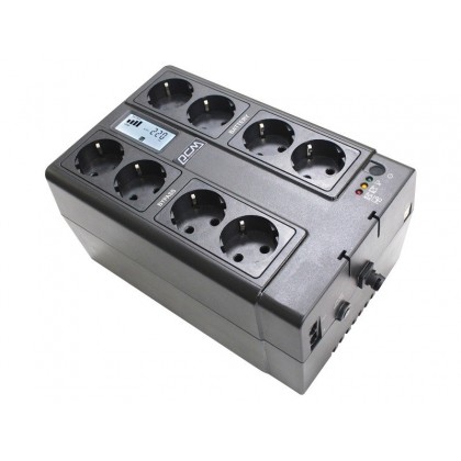 UPS PowerCom CUB-650E 650VA/390W LCD, AVR, USB-B, RJ45/RJ11, 8*Schuko