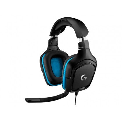Gaming Headset Logitech G432, 50mm driver, 20-20000Hz, 39 Ohm, 107dB, 280g, 3.5mm/USB, Black/Blue