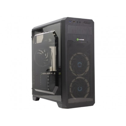 Case ATX GAMEMAX G563, w/o PSU, 3x120mm, Blue LED, Full Transparent panel, USB3.0, Black