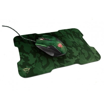 Trust Gaming GXT 781 Rixa Camo Mouse & Mouse Pad, 800 - 3200 dpi, 6 Responsive buttons, LED illumination with breathing effect in 4 colours, 1,8 m USB, Camouflage