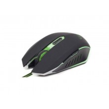 Gembird MUSG-001-G, Gaming Optical Mouse, 2400dpi adjustable, 6 buttons, Illuminated scroll wheel, logo and side accents; Non-slip rubberized ergonomic design, Practical tangle free nylon mesh cable,