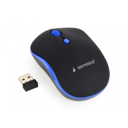 Wireless Mouse Gembird MUSW-4B-03-B, Optical, 800-1600 dpi, 4 buttons, Ambidextrous, Black/Blue .
