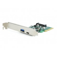 PCI-E Card - Gembird PEX-U31-01, 2-port USB 3.1 PCI-Express add-on card (type-A + type-C), with extra low-profile bracket