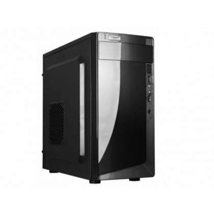 HPC D-06  mATX Case, (500W, 24 pin, 2xSATA, 12cm fan), 2xUSB2.0 / HD Audio, Shiny Black