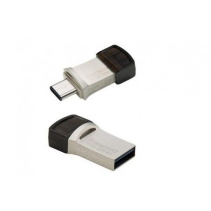 64GB USB3.1/Type-C Flash Drive  Transcend "JetFlash 890", Silver, Metal Case, OTG (R/W:90/30MB/s)
