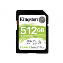 512GB  SDXC Card (Class 10) UHS-I , U3, Kingston Canvas Select Plus "SDS2/512GB" (R/W:100/85MB/s)