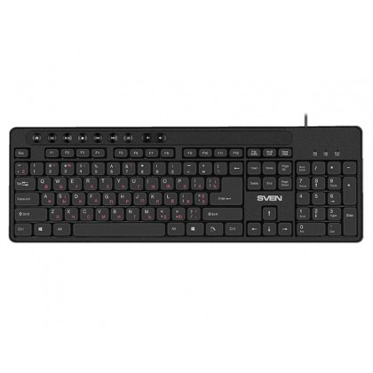 Keyboard SVEN KB-C3060, Multimedia, Splash proof, Black, USB