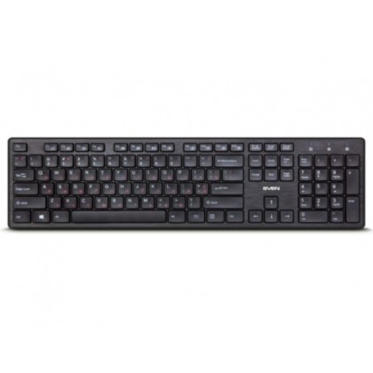 Wireless Keyboard SVEN KB-E5800W, Slim, Low-profile keys, Fn key, Nano rec., 2.4 Ghz, 1xAA, Black