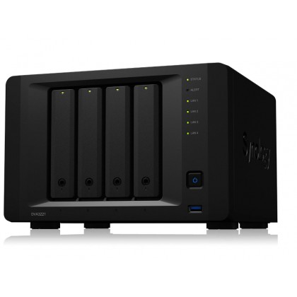 SYNOLOGY "DVA3221" Deep Learning NVR, 4-bay, Intel Atom 4-core 2.1GHz,  GTX 1650, 8Gb, 4x1GbE, COM