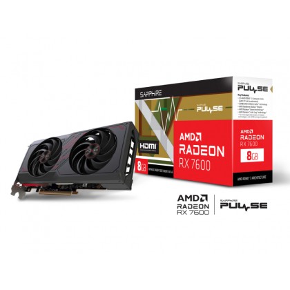 Sapphire PULSE Radeon™ RX 7600 8GB GDDR6 128Bit 2755/18000Mhz, 1xHDMI, 3xDP, Dual Fan