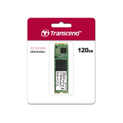 M.2 SATA SSD  120GB Transcend "TS120GMTS820S" [80mm, R/W:560/510MB/s, 50K/75K IOPS, SM2258, 3D TLC]