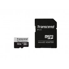 .32GB MicroSD (Class 10) UHS-I (U1),+SD adapter, Transcend "TS32GUSD350V" (R/W:95/40MB/s, Endurance)