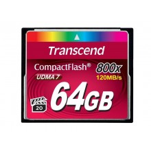 .64GB CompactFlash Card, Hi-Speed  800X, Transcend "TS64GCF800" (R/W: 140/65MB/s)